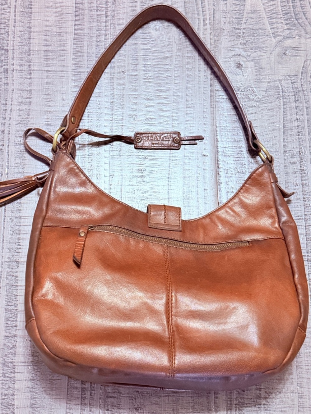 Leather Shoulder Bag in Brown by Dina True - Picture 4 of 13